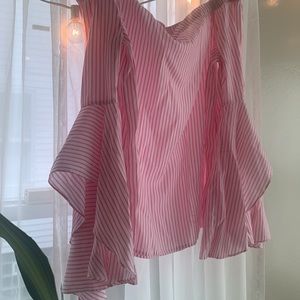 EXPRESS Pink and White Off-Shoulder with 3/4th Bell Sleeve